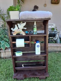 Wood bathroom shelf