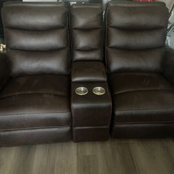 Dual Recliner Leather Couch 