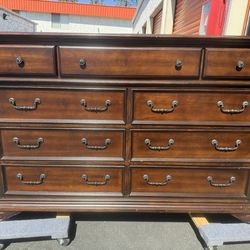 Cherry Wood Dresser and Mirror