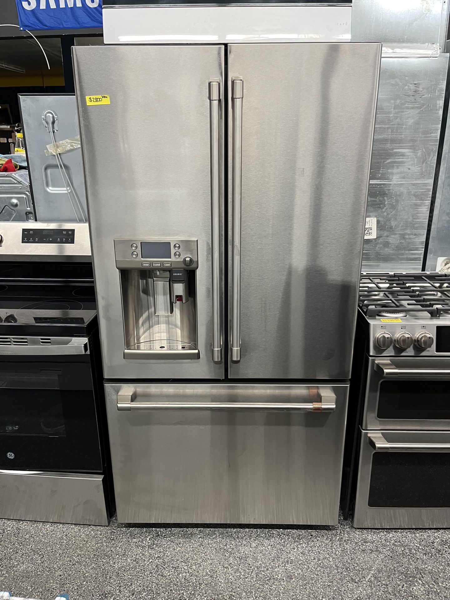 Stainless Steel Cafe Counter Depth Refrigerator With Keurig K Cup Brewing System