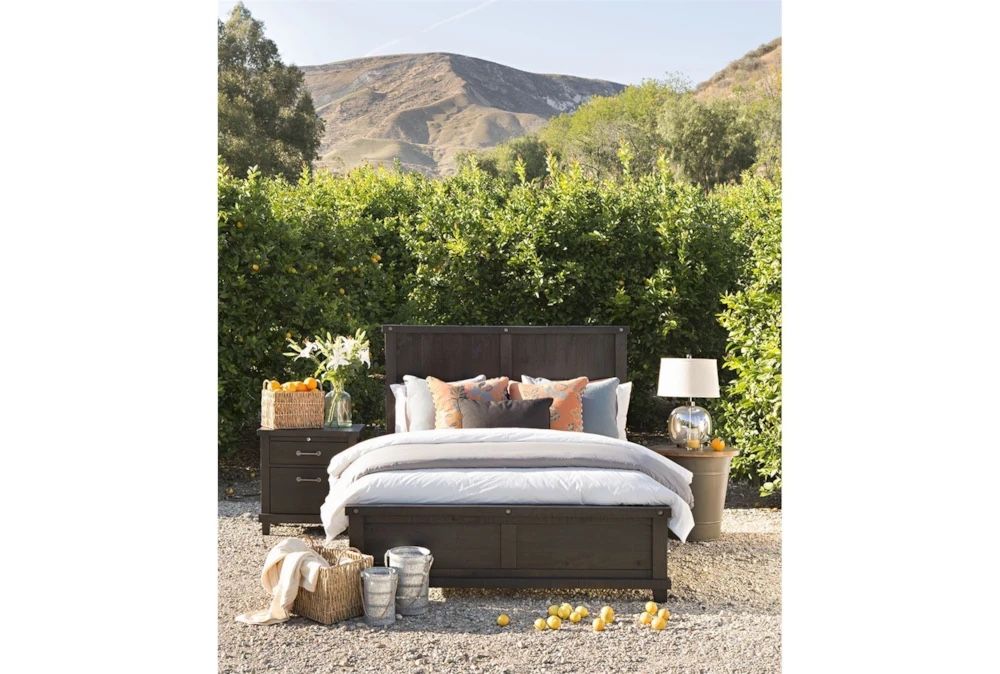 Jaxon Espresso Black Brown California King Wood Panel Bed | Adjustable Base Compatible