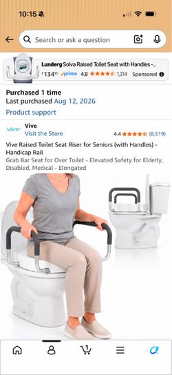 NEW IN BOX Vive Raised Toilet Seat Riser w/ Handles – 2 Available