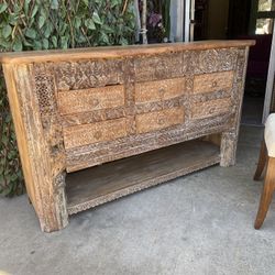 Solid Carved Wood Beautiful Style TV console hallway, entry table with drawers