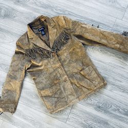 Vintage Denim and Co Suede fringe Blazer.