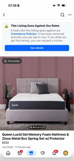 Queen Lucid Gel Memory Foam Mattress & Zinus Metal Box Spring Set w/ Protector
