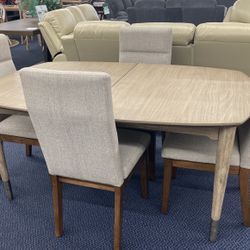 Grey Color Dining Table With 4 Chairs 
