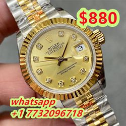 Authentic Rolex Men watch Datejust 41 Steel/Yellow Gold 41mm Champagne Diamond Dial Fluted
