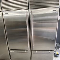SubZero Built In Bottom Freezer 60” Fridge Set Stainless Steel