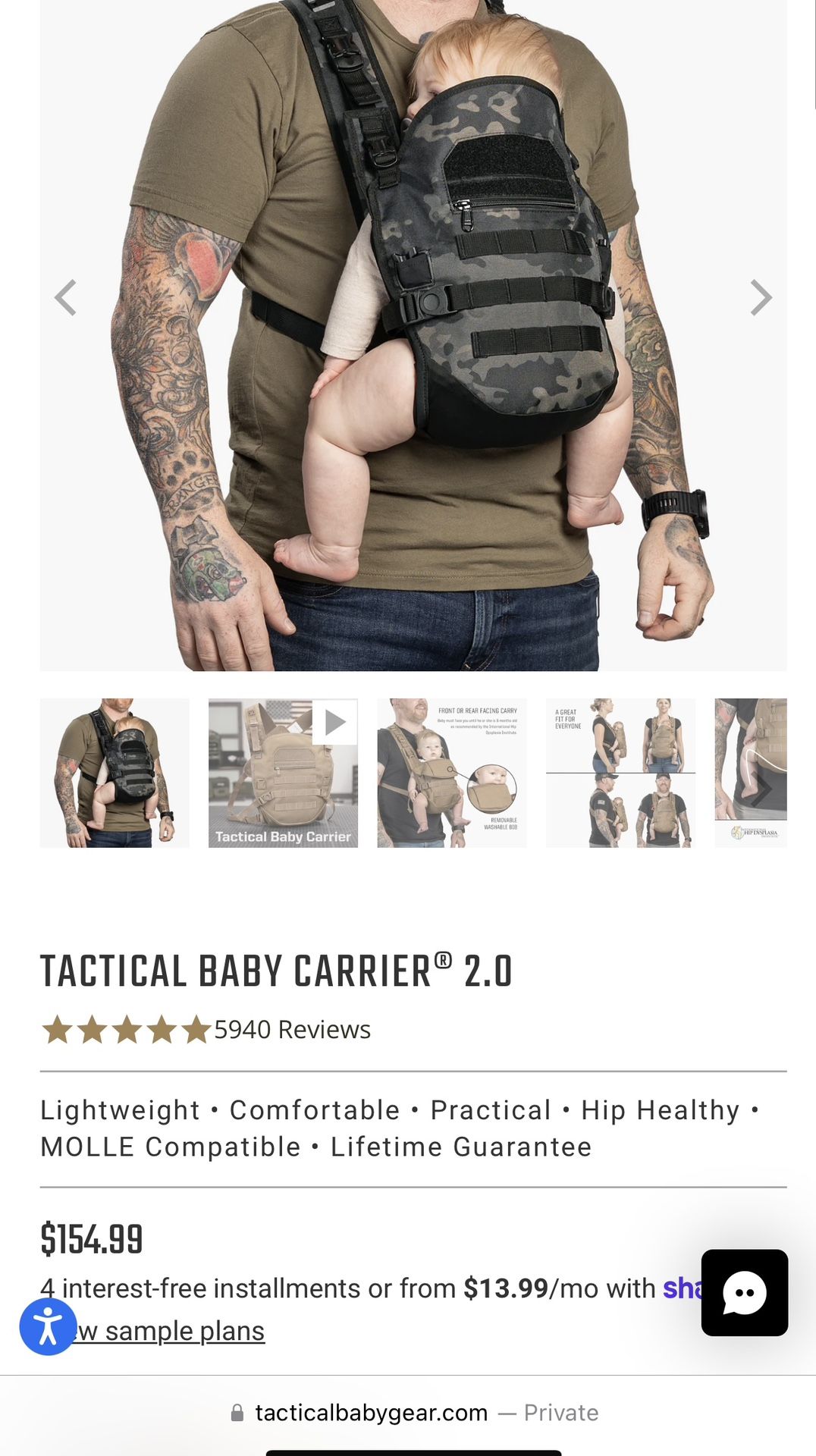 Tactical Baby Gear Carrier Forward Facing