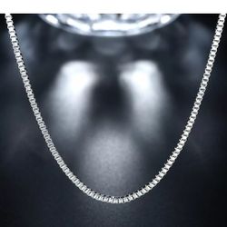 925 Sterling Silver High Quality Box Chain 1.5mm 24" Necklace Unisex High Shine