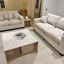 New Couch / Love Seat.  Beige Corduroy.  Free Delivery!