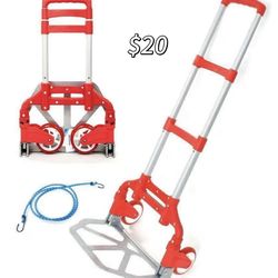 😀 170lbs Cart Folding Dolly Truck Hand Collapsible Trolley Luggage Aluminium Red