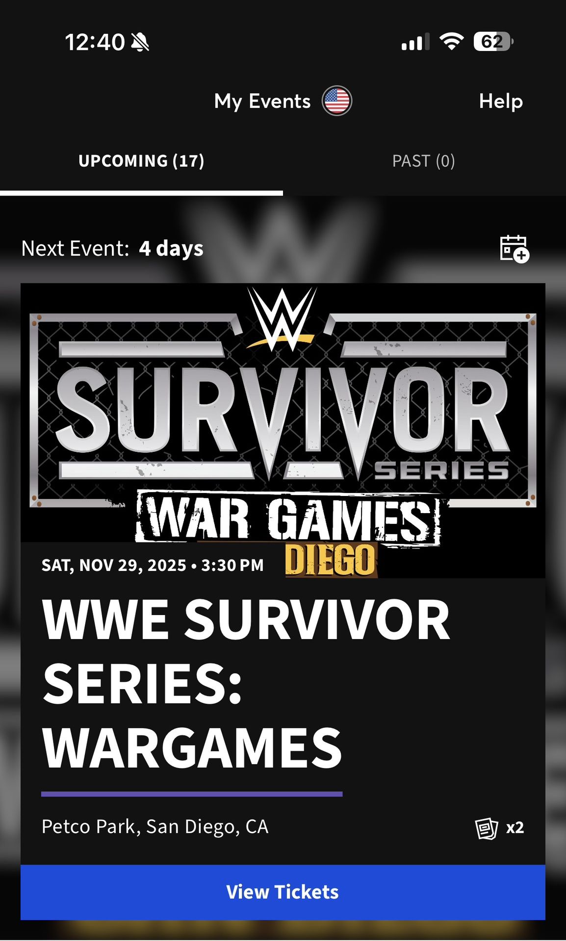 Survivor Series (Section 214) 2 Tickets