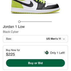 Black Cyber Yellow Jordan 1 Low 