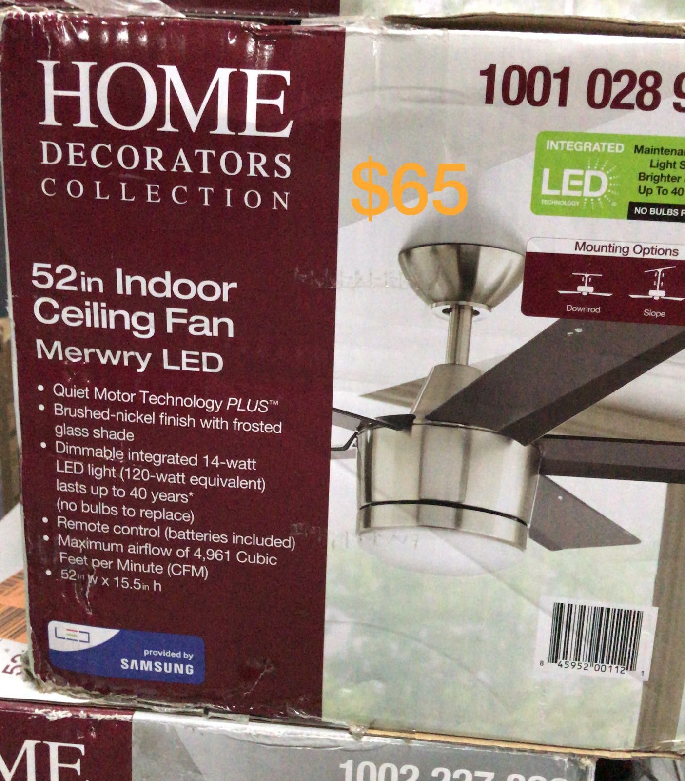 Merwry LED 52" Indoor fan with light kit and remote