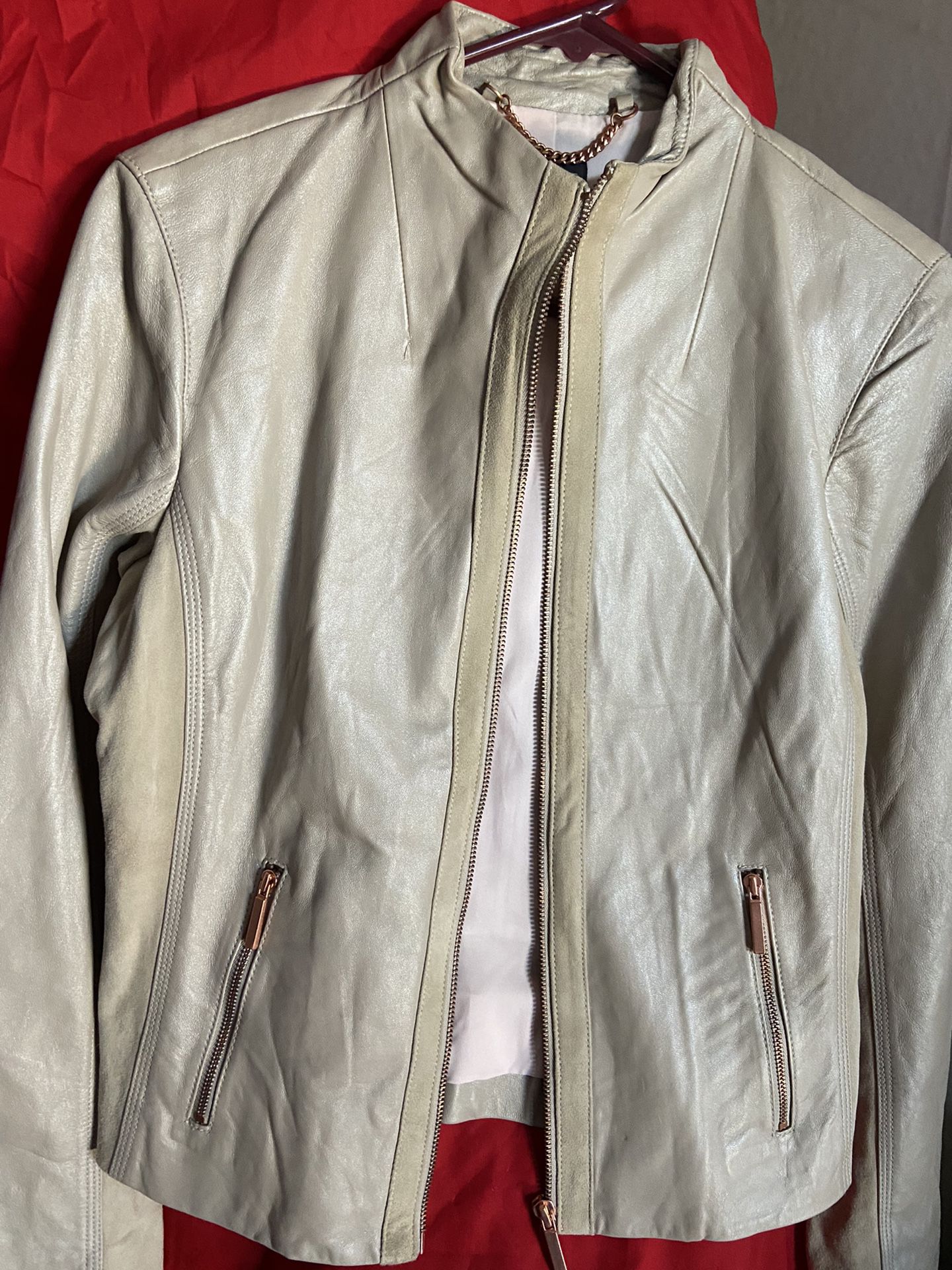 AX LEATHER AND SUEDE BEIGE JACKET 