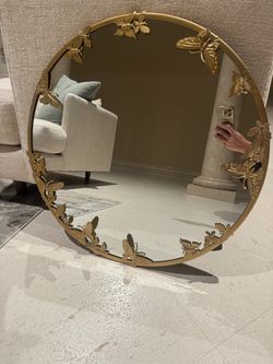 Round Gold Butterfly Decorative Wall Mirror