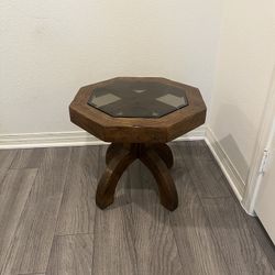 Glass And Wood Side table