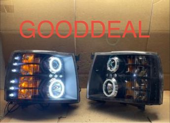 #OH155 2007-2013 Chevy Silverado Halo LED Halogen Headlight Pair