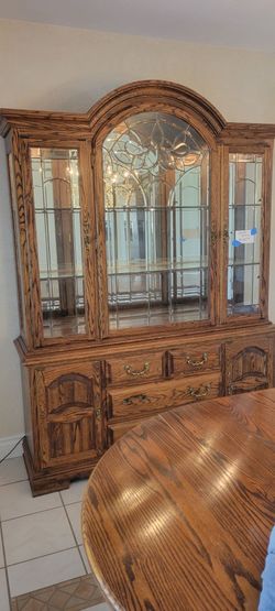 Beautiful Beveled Glass Oak China Cabinet
