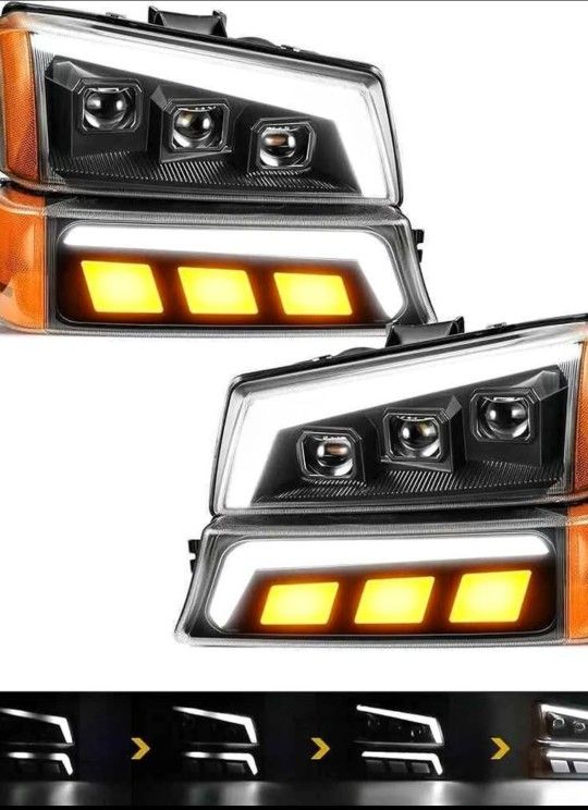 Partsam LED Headlights Assembly DOT Approved with Start-up Light DRL Sequential Turn Signal Hi/Low S