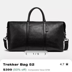 NWT Signature Coach Trekker 52” Duffle Bag Black Pebble Leather F78129, Luxury