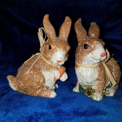 Easter Bunny Ceramic Pair of brown and white