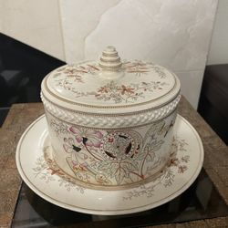 Antique Aesthetic Edge Malkin Patnáct Covered Cake Cheese Plate 6”T 7,5” 