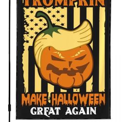 Trump 2024 Trumpkin Halloween Garden Flag Make American Halloween Grate Again Take America Pumpkin Back Yard Outdoor Decorative Small Flag 12x18 Inch 