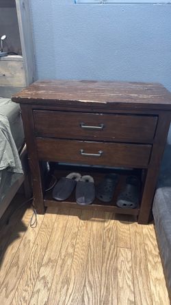 Dark Wood 2-Drawer Nightstand