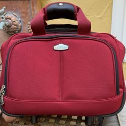 Vintage Ricardo Beverly Hills Santa Cruz Red Luggage Wheeled Tote Travel 17x13x8