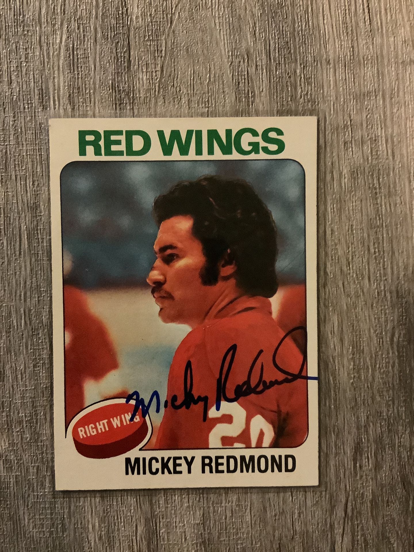 Mickey Redmond Red Wings Signed Card