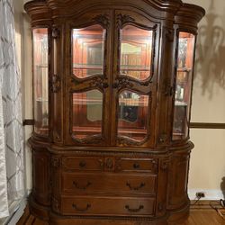 Antique Breakfront China Cabinet/ Curio Hutch