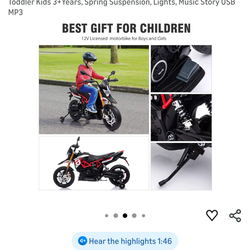 12V  Kids Motorcycle Dirt Bike