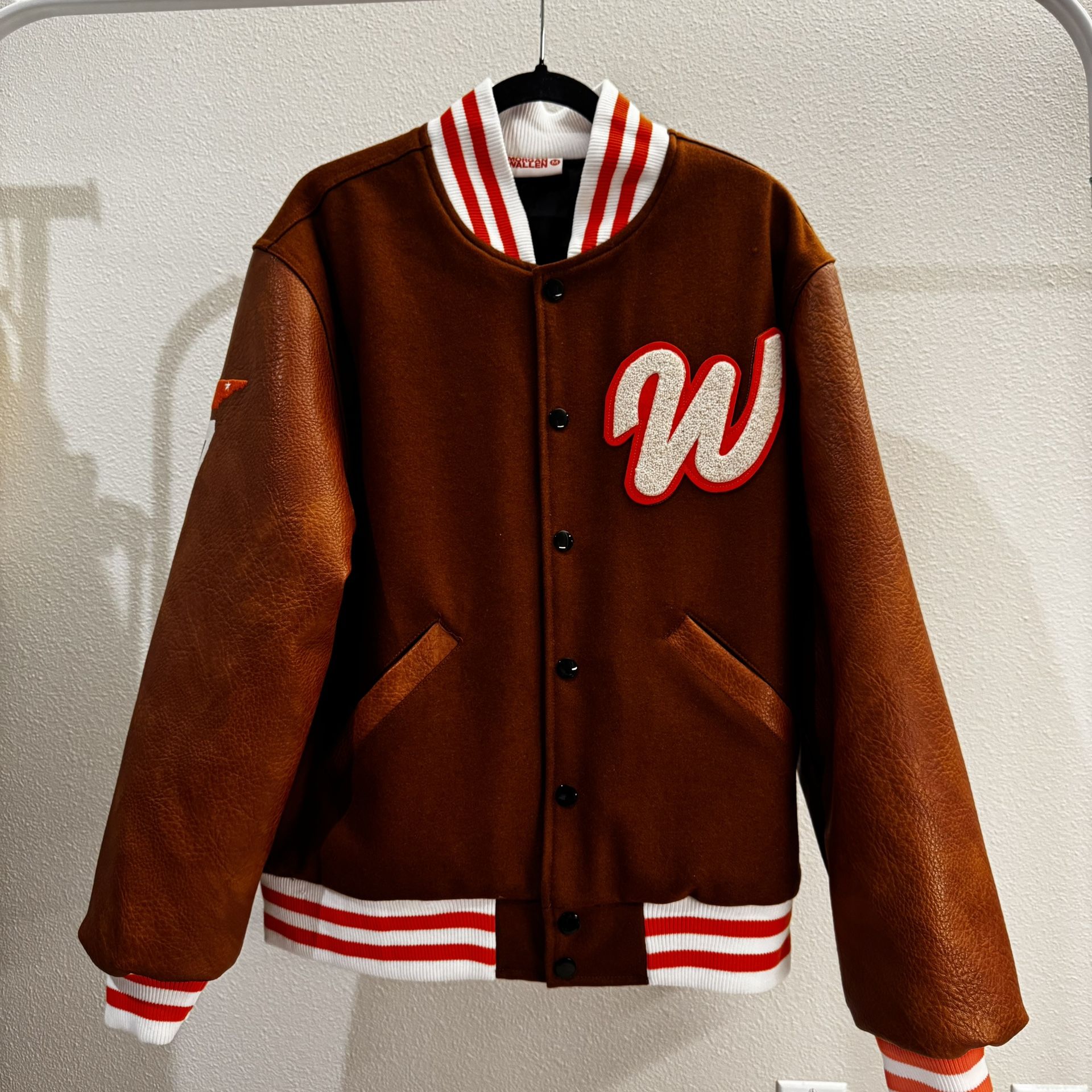 Wallen Leather Baseball Jacket Unisex M