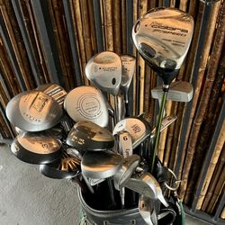 Assorted Golf Clubs & Bag