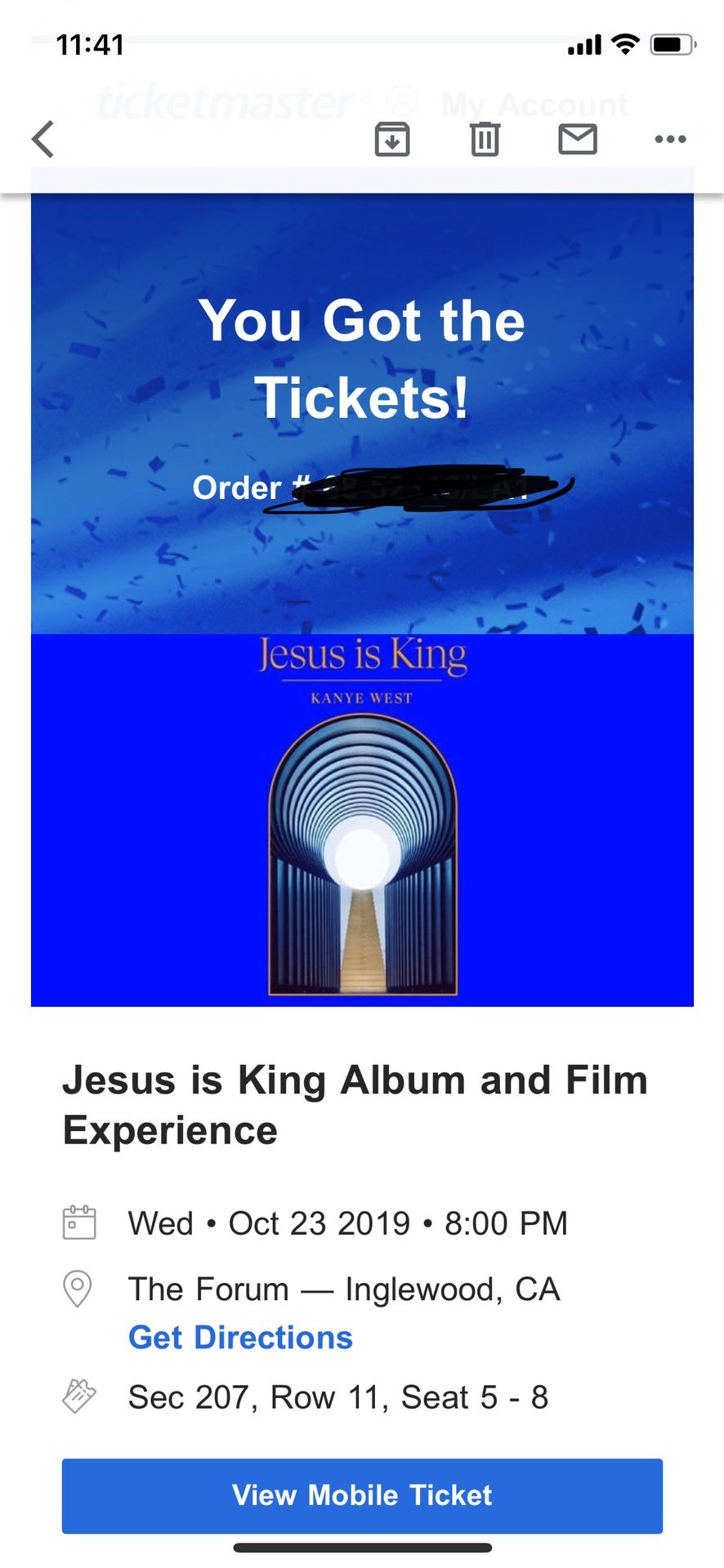 4 Tickets to Kanye West Jesus Is King @ The Forum