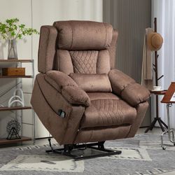 Big Man 400 lbs Power Lift Recliner Chair, Lay Flat Recliner For Elderly Adults, 28" Extra Wide Seat, Lay Flat Recline, Flip Arm Storage, Cup Holders,