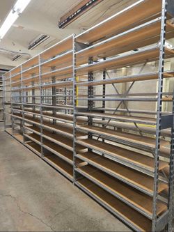 LOZIER S SERIES COMMERCIAL HEAVY DUTY SHELVING 500LBS PER SHELF 10fT BY 4FT Sold in RUNS MULTIPLE