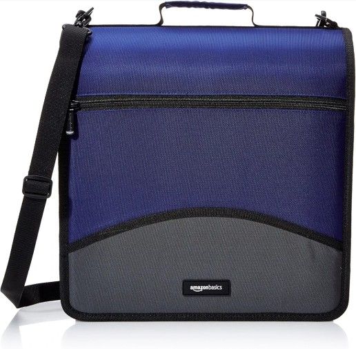 Amazon Basics Durable 3 Ring Zipper Binder for School, O-Ring Closure - Large Capacity, 4 inches, Office, Blue