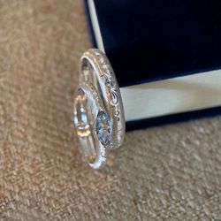 S925 sterling silver mosan horse eye sparkling diamond hollow couple ring a pair of high-end men's and women's silver ring Valentine's Day gift