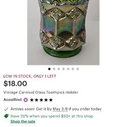 Vintage Carnival Glass Toothpick Holder