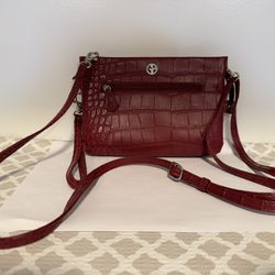 Giani Bernini Burgundy Croc-Embossed Crossbody Bag