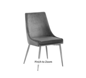 Rina Grey Velvet Dining Chair With Chrome Finish, Set of 6