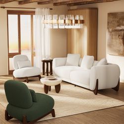 Modern Boucle Living Room Set, Upholstered Sherpa Sofa, Lounge Accent Chair for Living Room, Apartment, Office