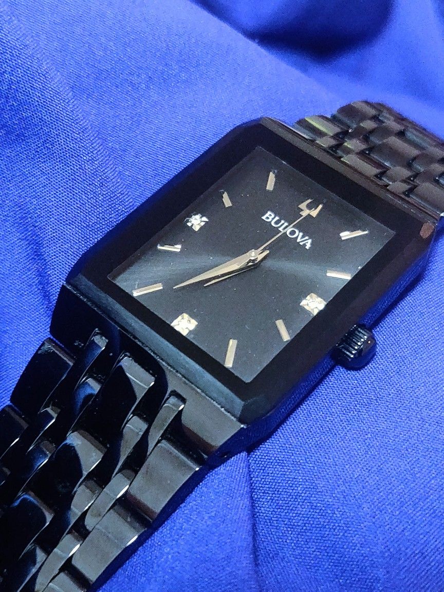 Blue Bulova Watch All Black Bulova Futuro 98D124 All Black Tank