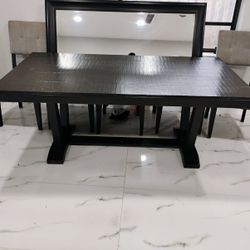 Wooden Table And Mirror To Match 
