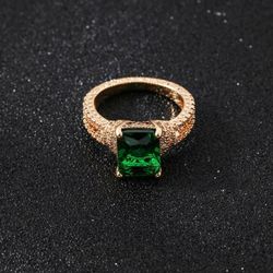 Fancy Green Cubic Zirconia Gold Tone Ring