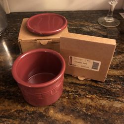 Longaberger One Pint Crock And Coaster Lid New