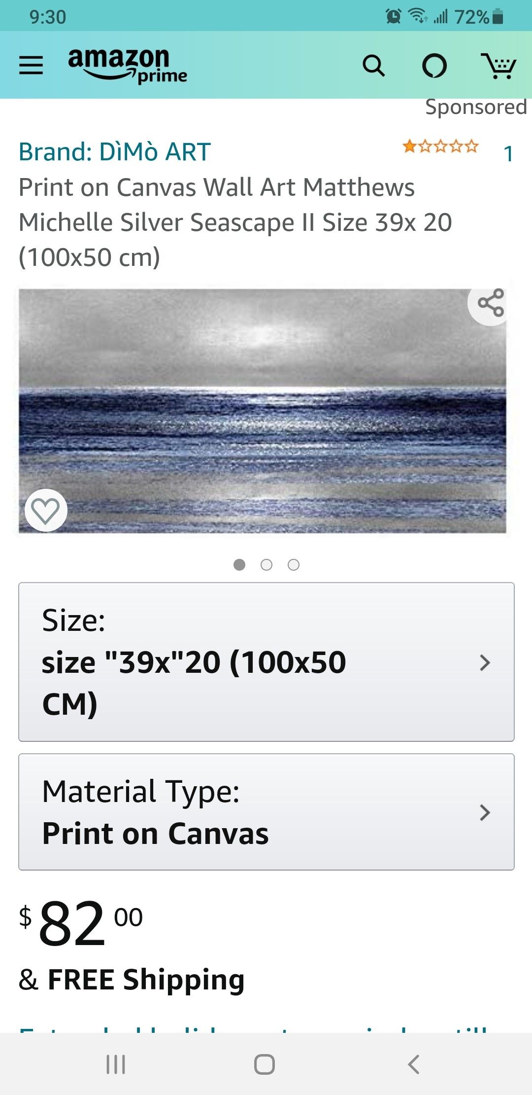 Silver Seascape canvas art print